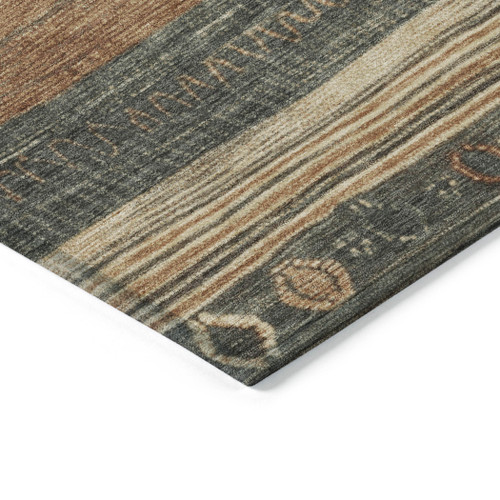 8' Fern Green And Rust Round Aztec Washable Indoor Outdoor Area Rug