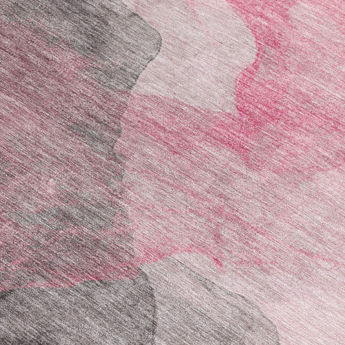 10' X 14' Blush And Gray Abstract Washable Indoor Outdoor Area Rug - Blush, Gray