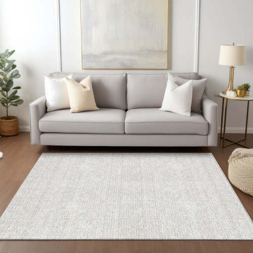 10' X 14' Ivory And Beige Geometric Washable Indoor Outdoor Area Rug
