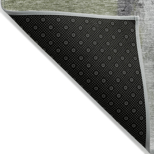 10' X 14' Sage Black And Gray Abstract Washable Indoor Outdoor Area Rug