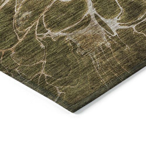 10' X 14' Chocolate And Gray Abstract Washable Indoor Outdoor Area Rug