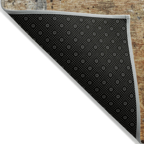 8' X 10' Copper And Black Abstract Washable Indoor Outdoor Area Rug