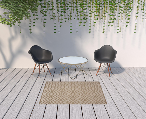 4' X 6' Beige Indoor Outdoor Area Rug