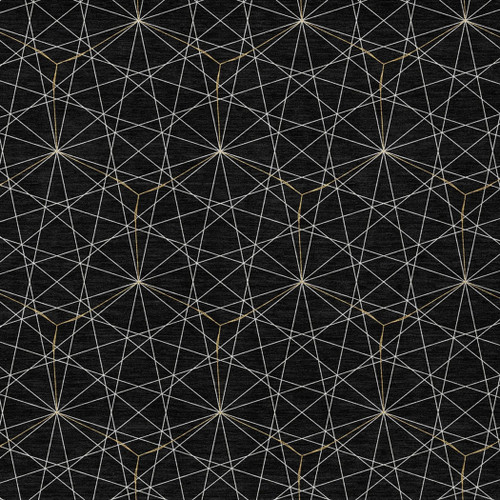 10' X 14' Black And Ivory Geometric Washable Indoor Outdoor Area Rug