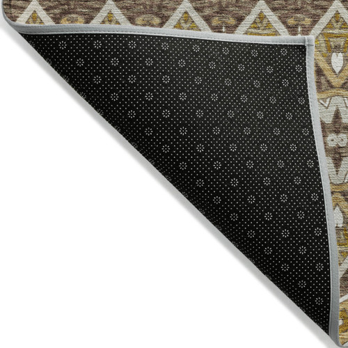 10' X 14' Gold Brown And Beige Moroccan Washable Indoor Outdoor Area Rug