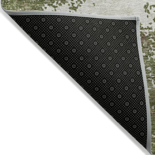 10' X 14' Olive Green Gray And Ivory Abstract Washable Indoor Outdoor Area Rug