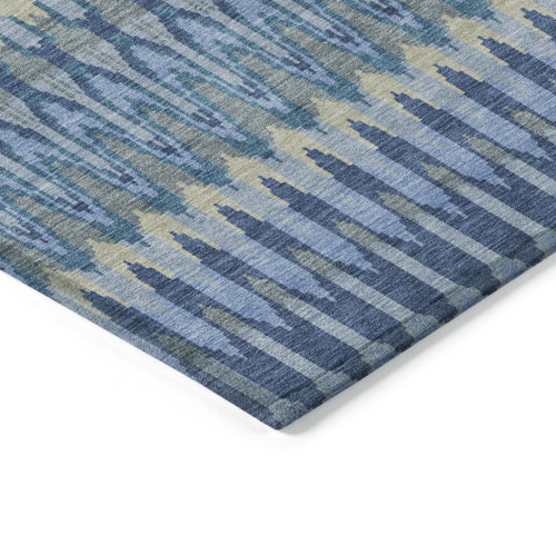 10' X 14' Denim Blue And Sky Blue Southwestern Washable Indoor Outdoor Area Rug
