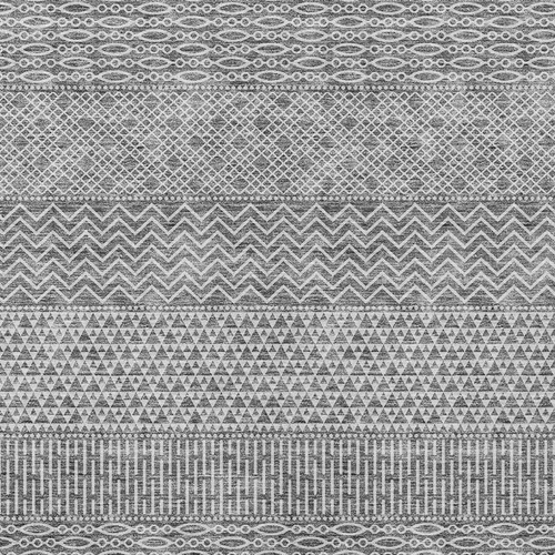 10' X 14' Gray And Silver Chevron Washable Indoor Outdoor Area Rug