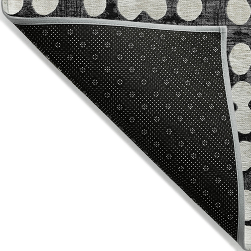 10' X 14' Black And Ivory Abstract Washable Indoor Outdoor Area Rug