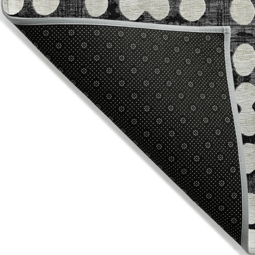 10' X 14' Black And Ivory Abstract Washable Indoor Outdoor Area Rug