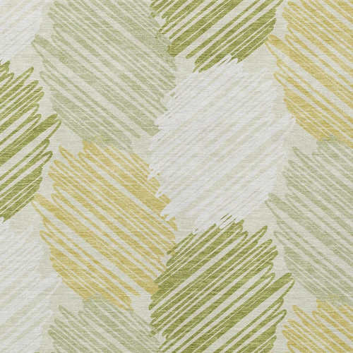 9' X 12' Green Ivory And Gold Geometric Washable Indoor Outdoor Area Rug