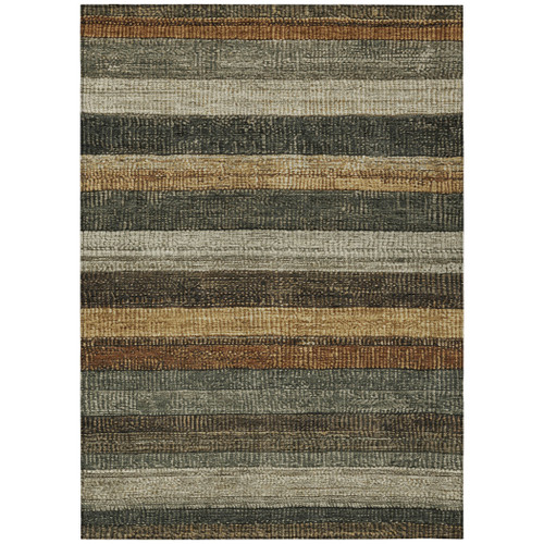 10' X 14' Khaki And Gold Striped Washable Indoor Outdoor Area Rug