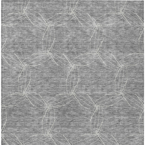 9' X 12' Gray And Ivory Geometric Washable Indoor Outdoor Area Rug