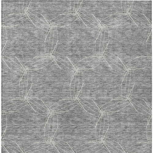 9' X 12' Gray And Ivory Geometric Washable Indoor Outdoor Area Rug