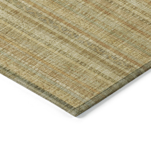 10' X 14' Wheat Gold And Beige Striped Washable Indoor Outdoor Area Rug