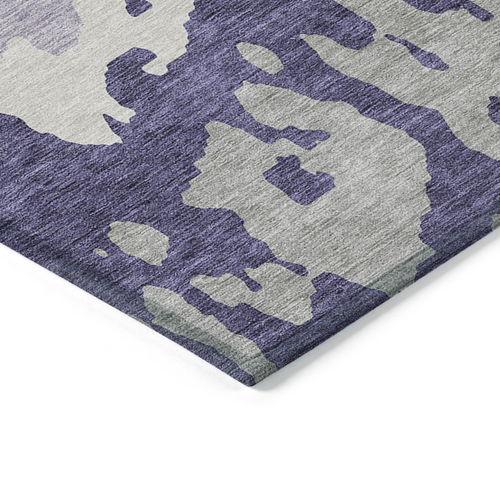 8' X 10' Purple And Ivory Abstract Washable Indoor Outdoor Area Rug