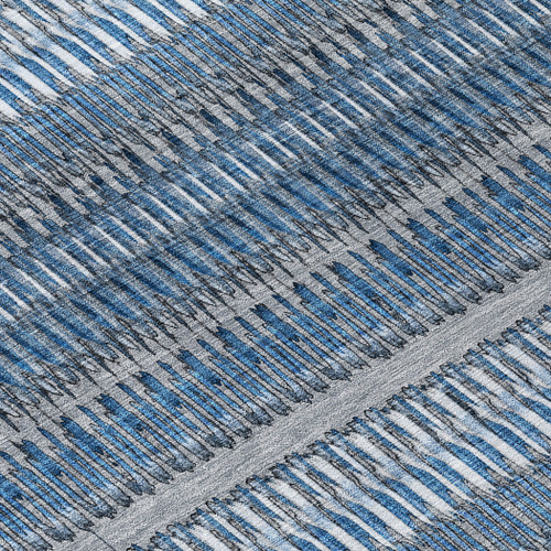 10' X 14' Blue Denim Blue And Ivory Striped Washable Indoor Outdoor Area Rug