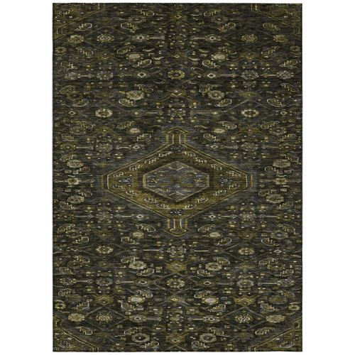 10' X 14' Charcoal Medallion Washable Indoor Outdoor Area Rug