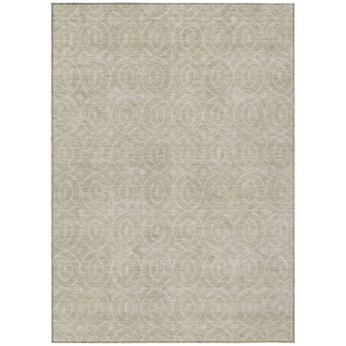 9' X 12' Beige Geometric Washable Indoor Outdoor Area Rug