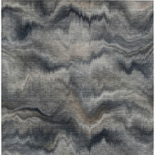 9' X 12' Gray And Silver Abstract Washable Indoor Outdoor Area Rug - Gray, Silver