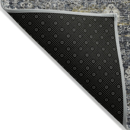 8' X 10' Charcoal Gray And Ivory Oriental Washable Indoor Outdoor Area Rug