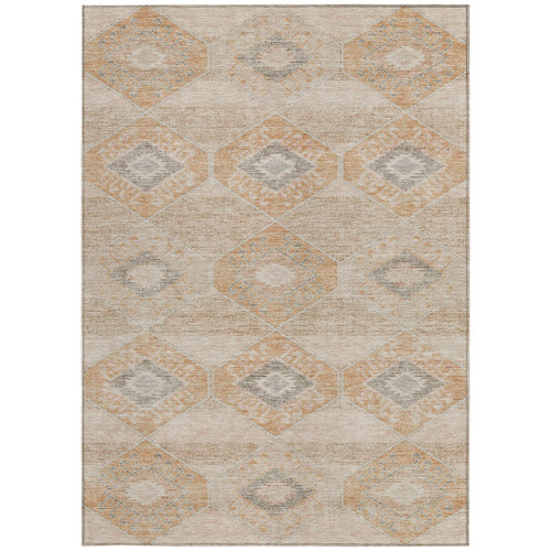 9' X 12' Copper And Gray Aztec Washable Indoor Outdoor Area Rug