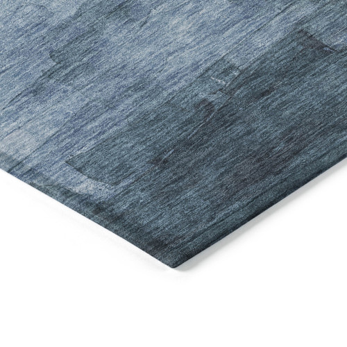 10' X 14' Denim Blue And Sky Blue Striped Washable Indoor Outdoor Area Rug