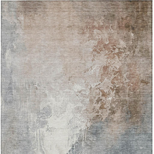 8' X 10' Rust And Gray Abstract Washable Indoor Outdoor Area Rug