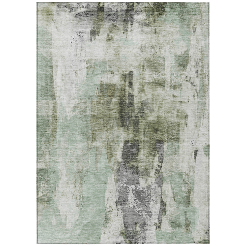 10' X 14' Mint Green Ivory And Gray Abstract Washable Indoor Outdoor Area Rug