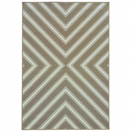 9' X 13' Blue and Gray Geometric Stain Resistant Indoor Outdoor Area Rug