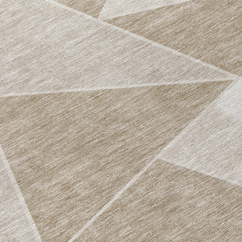 9' X 12' Taupe Brown And Beige Geometric Washable Indoor Outdoor Area Rug