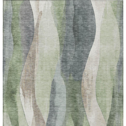 8' X 10' Fern Green And Gray Abstract Washable Indoor Outdoor Area Rug - Fern Green, Gray