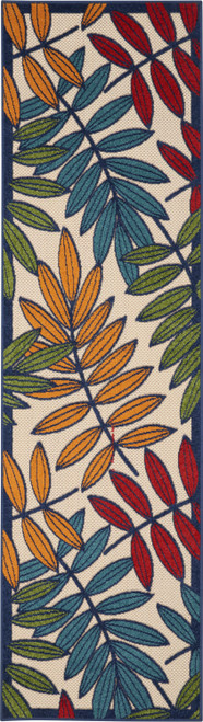 Homeroots Home Decor Multicolored Leaves Indoor Outdoor Runner Rug, 2 X 6 feet