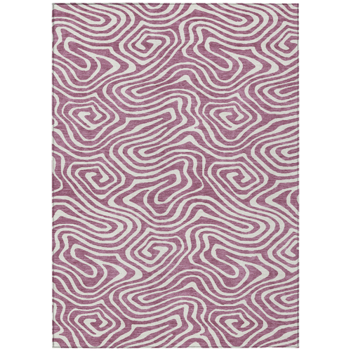 9' X 12' Plum And Ivory Abstract Washable Indoor Outdoor Area Rug