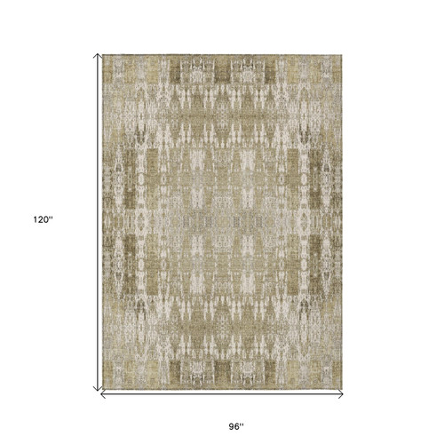 8' X 10' Beige Ivory And Tan Moroccan Washable Indoor Outdoor Area Rug