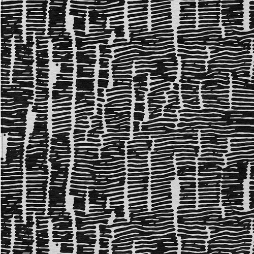 10' X 14' Black And Ivory Abstract Washable Indoor Outdoor Area Rug