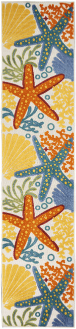 2' X 10' Orange Blue And Yellow Animal Print Non Skid Indoor Outdoor Runner Rug