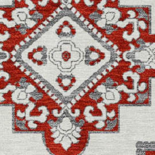 9' X 12' Red And Beige Medallion Washable Indoor Outdoor Area Rug