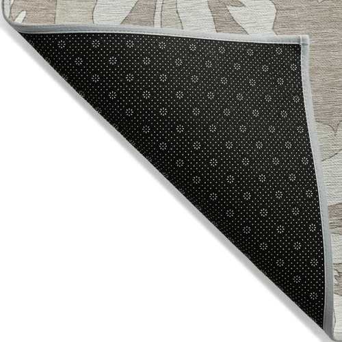 9' X 12' Taupe Beige And Ivory Floral Washable Indoor Outdoor Area Rug