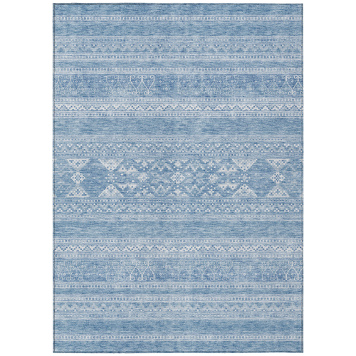 8' X 10' Sky Blue And Ivory Southwestern Washable Indoor Outdoor Area Rug