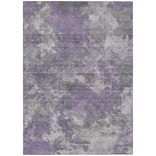9' X 12' Purple And Gray Abstract Washable Indoor Outdoor Area Rug - Purple, Gray