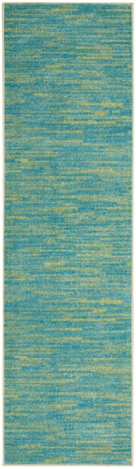 8' Blue And Green Indoor Outdoor Runner Rug