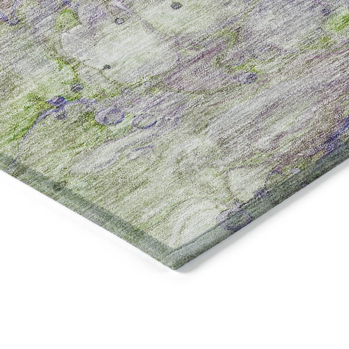 8' X 10' Purple Lilac And Artichoke Green Abstract Washable Indoor Outdoor Area Rug