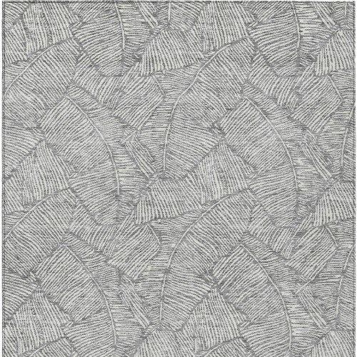 8' X 10' Gray And Ivory Floral Washable Indoor Outdoor Area Rug - Gray, Ivory