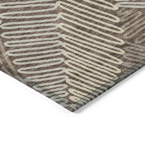 8' X 10' Chocolate And Ivory Floral Washable Indoor Outdoor Area Rug