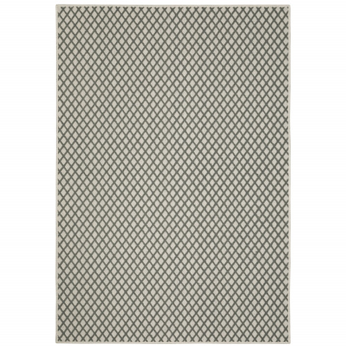 Homeroots Outdoor 10' x 13' Beige Geometric Stain Resistant Indoor Outdoor Area Rug