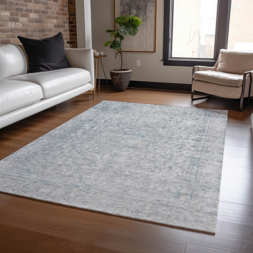 9' X 12' Silver And Beige Abstract Washable Indoor Outdoor Area Rug
