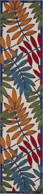10' Ivory And Blue Floral Indoor Outdoor Area Rug