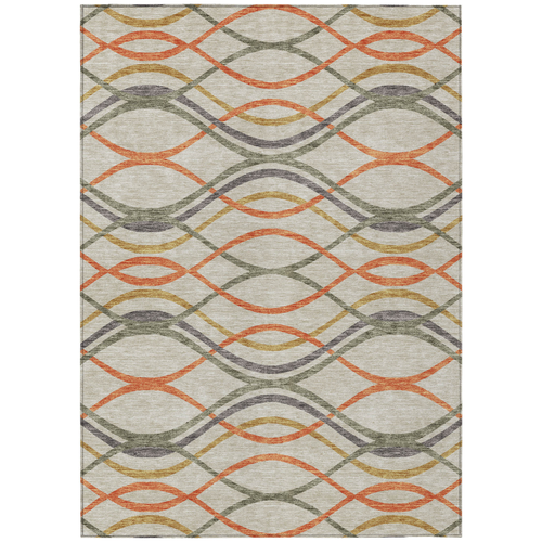 9' X 12' Orange Ivory And Gray Abstract Washable Indoor Outdoor Area Rug