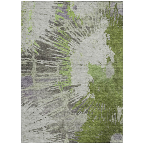 8' X 10' Olive Green Artichoke Green And Fern Green Abstract Washable Indoor Outdoor Area Rug